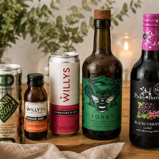 Thoughtful self-care hamper with comforting food and alcohol-free drinks