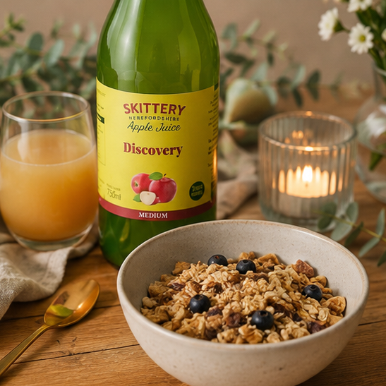 Alcohol-free wellness gift with tea, muesli, honey and artisan drinks