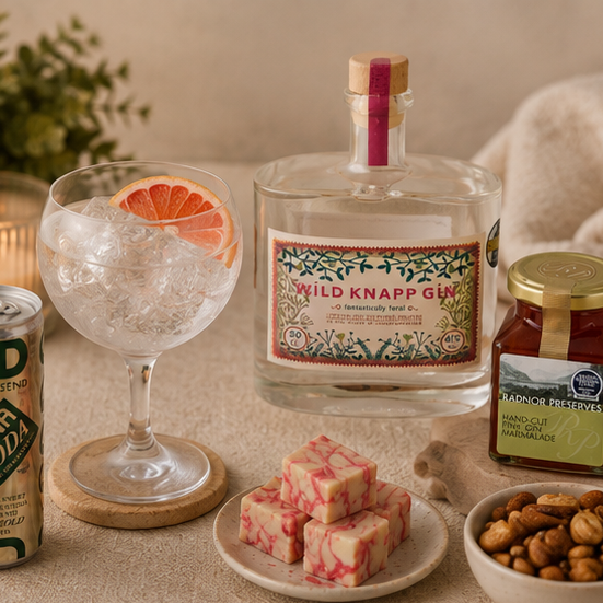 Premium gin hamper with full bottle of gin and miniature tasting collection